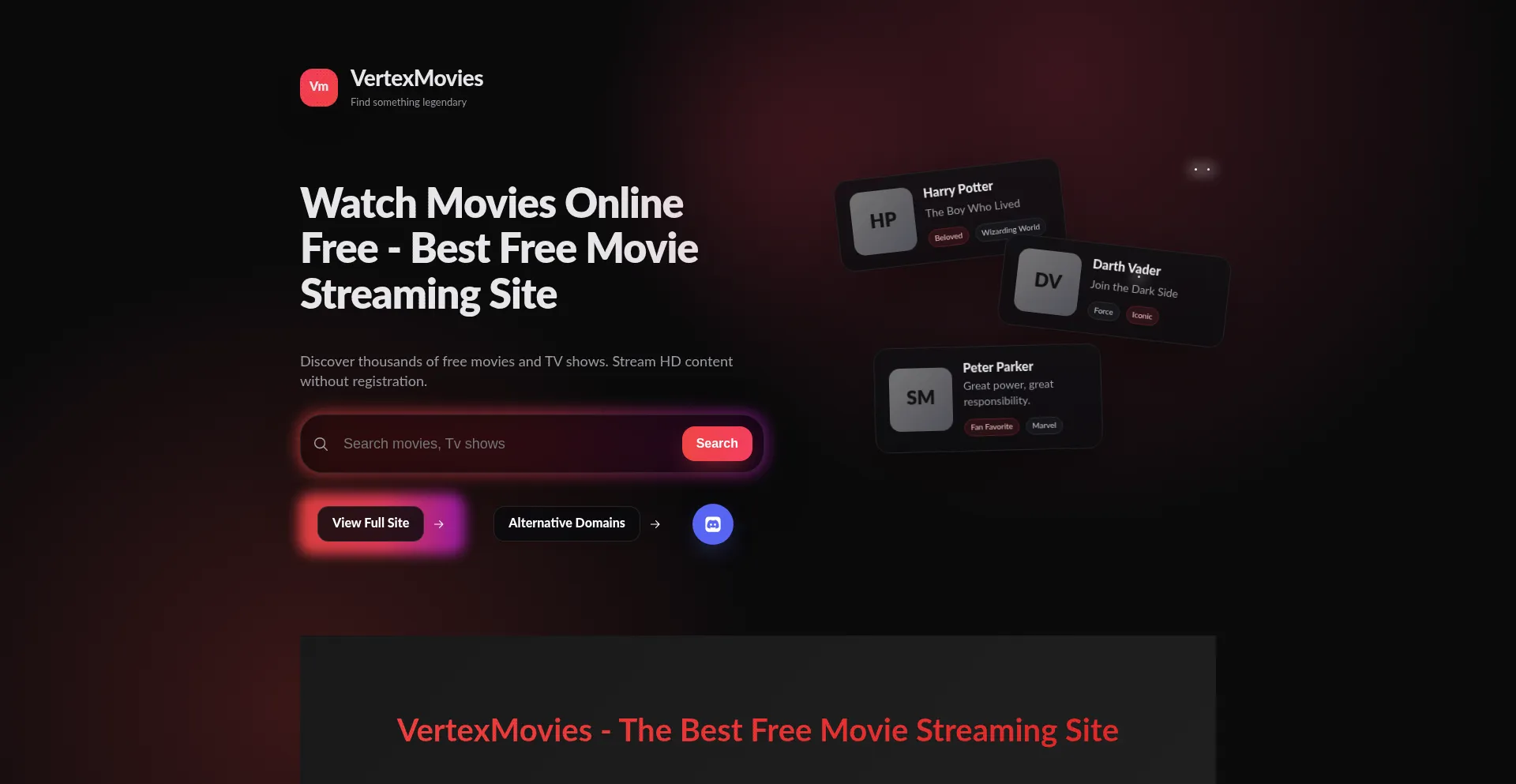 VertexMovies free streaming platform - watch HD movies online